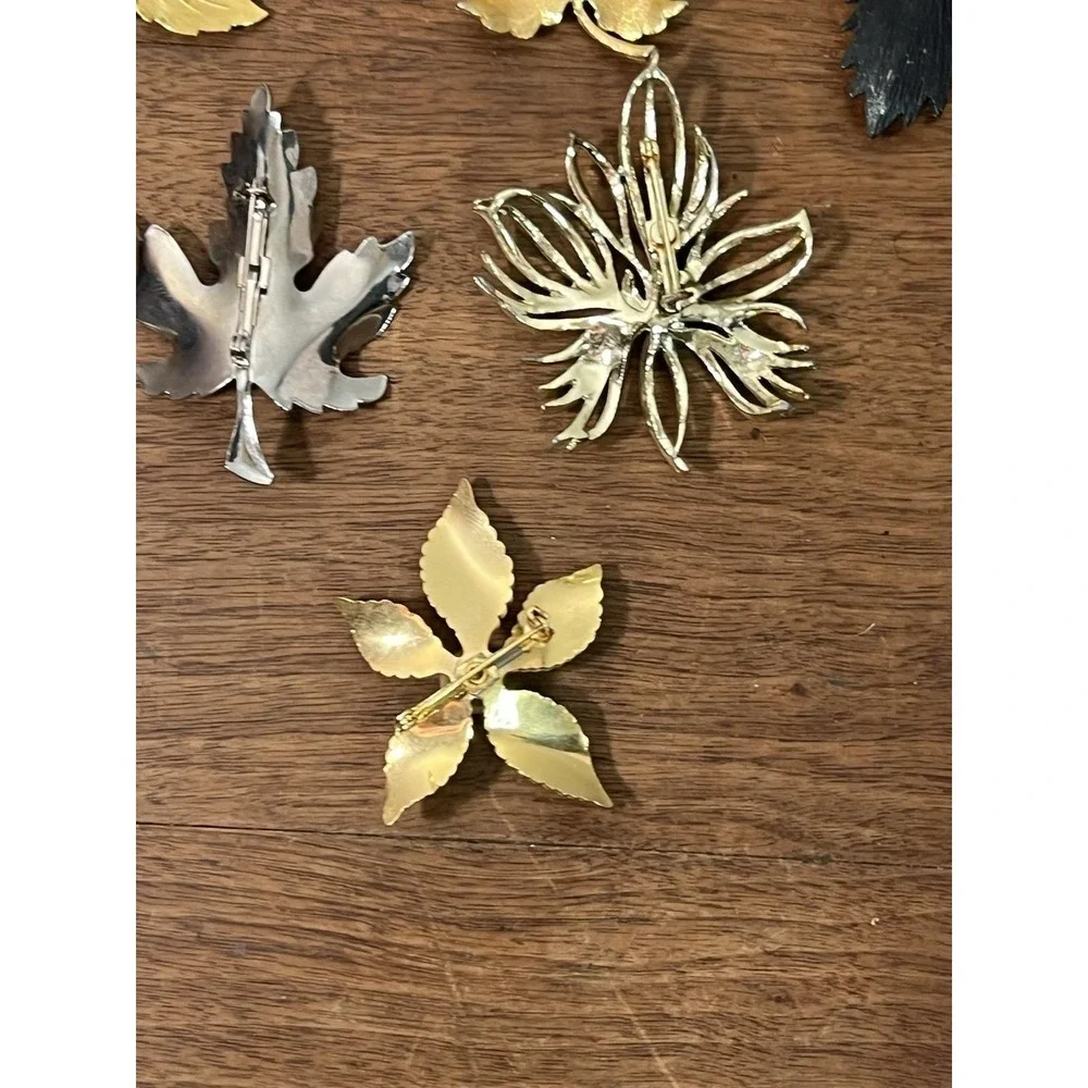 Small Lot Leaf Brooches Vintage Cute Fall Autumn Mcm Jewelry